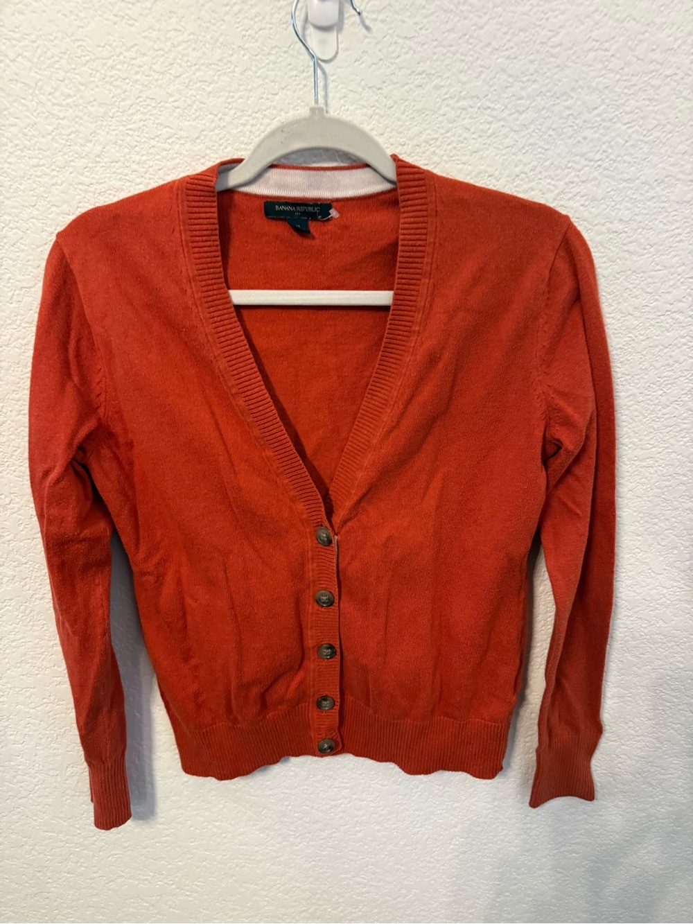 Banana Republic Rust Orange Button Front Cardigan Sweater M